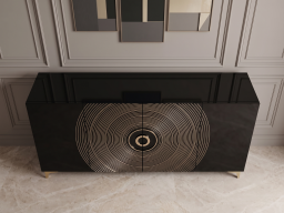 Side Board In Black And Gold Color 