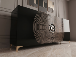 Side Board In Black And Gold Color 