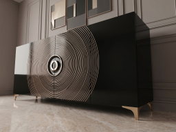 Side Board In Black And Gold Color 