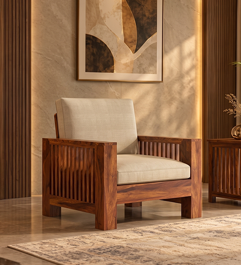 Dhara Solid Wood Sheesham 1 Seater Sofa 