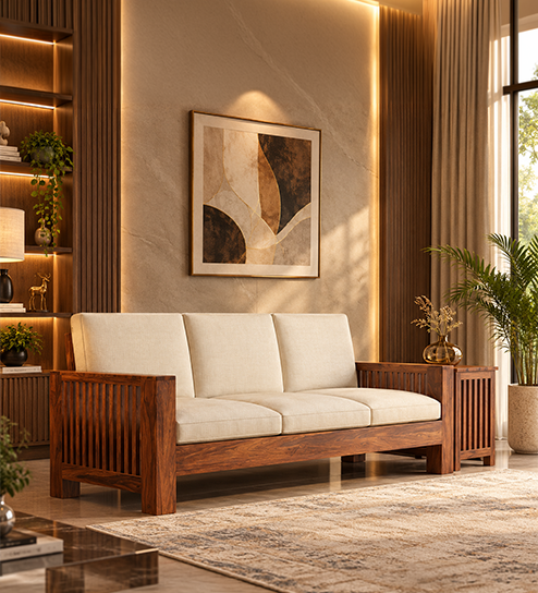 Dhara Solid Wood Sheesham 3 Seater Sofa 
