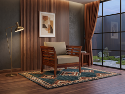 Netra Solid Wood Sheesham 1 Seater Sofa