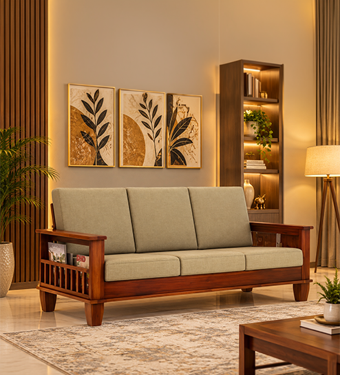 Hansa Solid Wood Sheesham 3 Seater Sofa