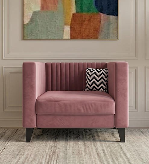 Miller Sofa 1 Seater In Dusky Rose Color