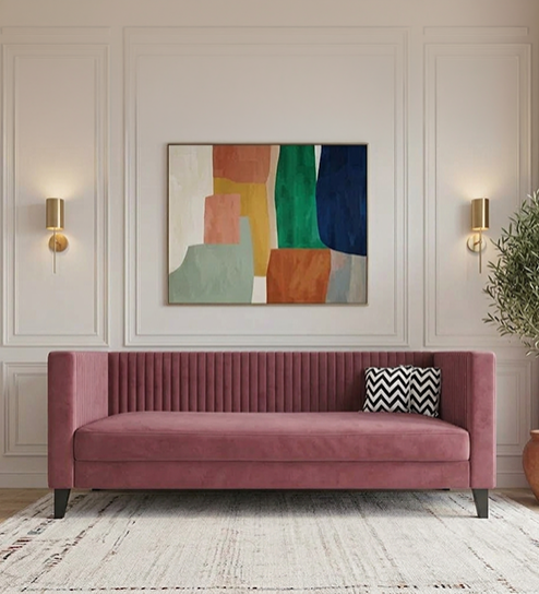 Miller Sofa 3 Seater In Dusky Rose Color