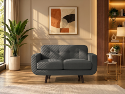 Boho Sofa 2 Seater In Charcoal Grey Color 