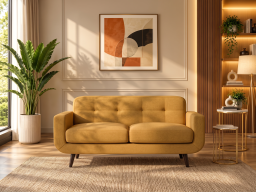 Boho Sofa 2 Seater In Corn Yellow Color 