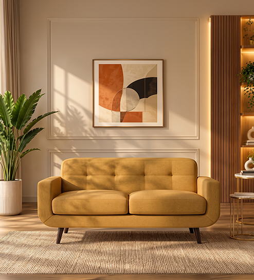 Boho Sofa 2 Seater In Corn Yellow Color 