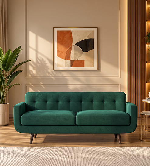 Boho Sofa 3 Seater In Sage Green Color 
