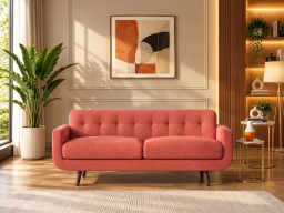 Boho Sofa 3 Seater In Salmon Pink Color 