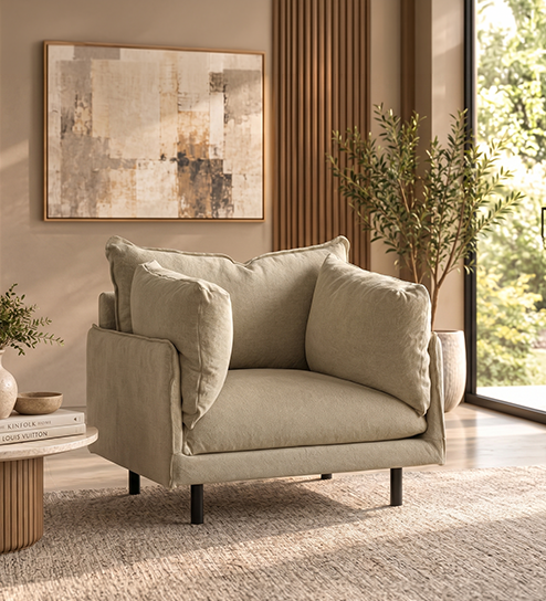 Breeze Lounge 1 Seater Sofa In Off- White & Cream Color 