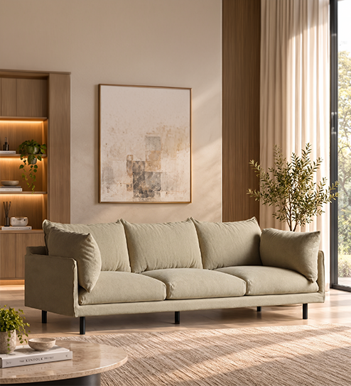 Breeze Lounge 3 Seater Sofa In Off- White & Cream Color