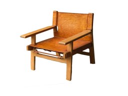 Heritage Wooden Arm Chair In Saddle Tan Or Cognac Color 