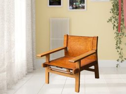 Heritage Wooden Arm Chair In Saddle Tan Or Cognac Color 