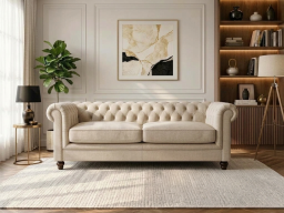 Jackson 2 Seater Sofa In Oatmeal Classic Linen-Weave Color