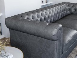 Jackson Leather 3 Seater Sofa In Vintage Grey color