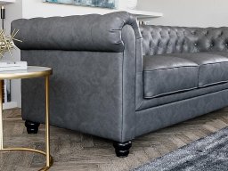 Jackson Leather 3 Seater Sofa In Vintage Grey color