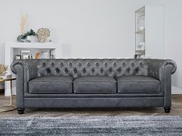 Jackson Leather 3 Seater Sofa In Vintage Grey color