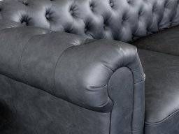 Jackson Leather 3 Seater Sofa In Vintage Grey color
