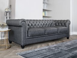 Jackson Leather 3 Seater Sofa In Vintage Grey color