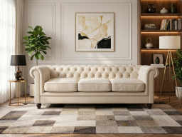 Jackson 3 Seater Sofa In Oatmeal Classic Linen-Weave Color