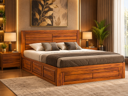 Amora  Solid wood Sheesham Bed                                                                                                                                                                                                                       