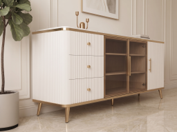 Sideboard In White & Golden Colour 