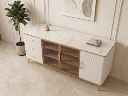 Sideboard In White & Golden Colour 
