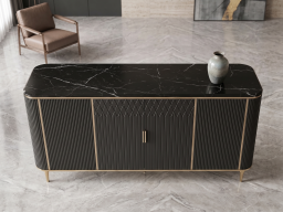Sideboard In Black & Gold Colour 