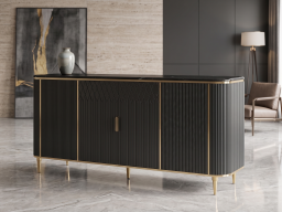 Sideboard In Black & Gold Colour 