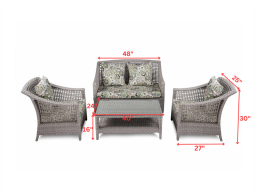 Glenn Outdoor Set 2 Seater 2 Single Seater & 1 Center Table In Grey Colour 