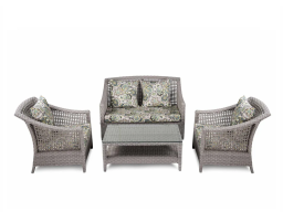 Glenn Outdoor Set 2 Seater 2 Single Seater & 1 Center Table In Grey Colour 