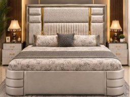 Grey Ranz Bed with Side Table 