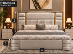 Grey Ranz Bed with Side Table 