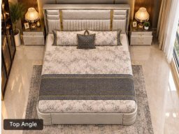 Grey Ranz Bed with Side Table 