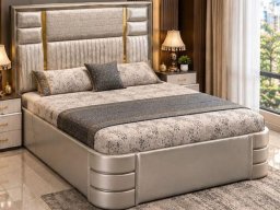 Grey Ranz Bed with Side Table 